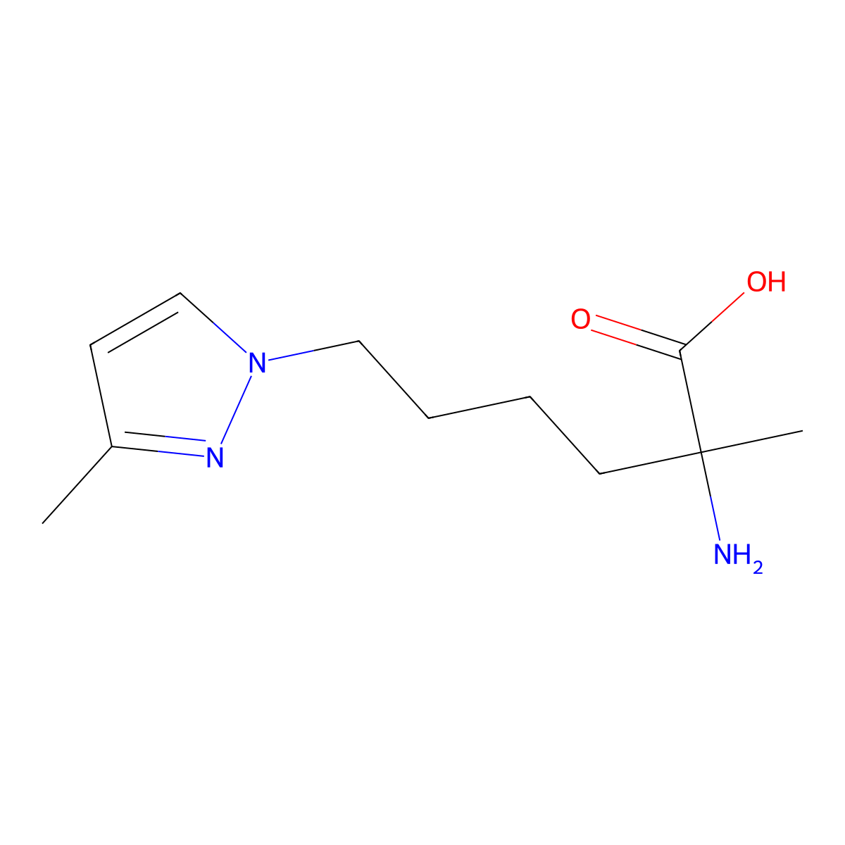 2-Amino-2-methyl-6-(3-methyl-1h-pyrazol-1-yl)hexanoic acid molecular structure, CAS 1342427-80-8
