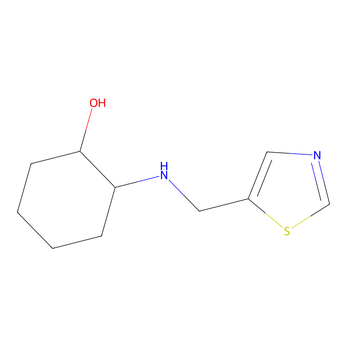2-{[(1,3-Thiazol-5-yl)methyl]amino}cyclohexan-1-ol molecular structure, CAS 1342428-39-0