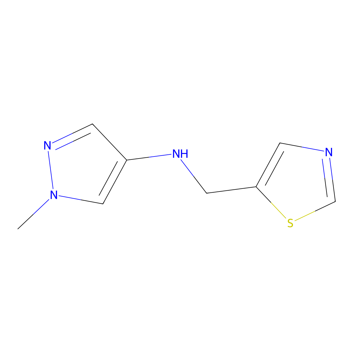 1-methyl-N-[(1,3-thiazol-5-yl)methyl]-1H-pyrazol-4-amine molecular structure, CAS 1342429-45-1