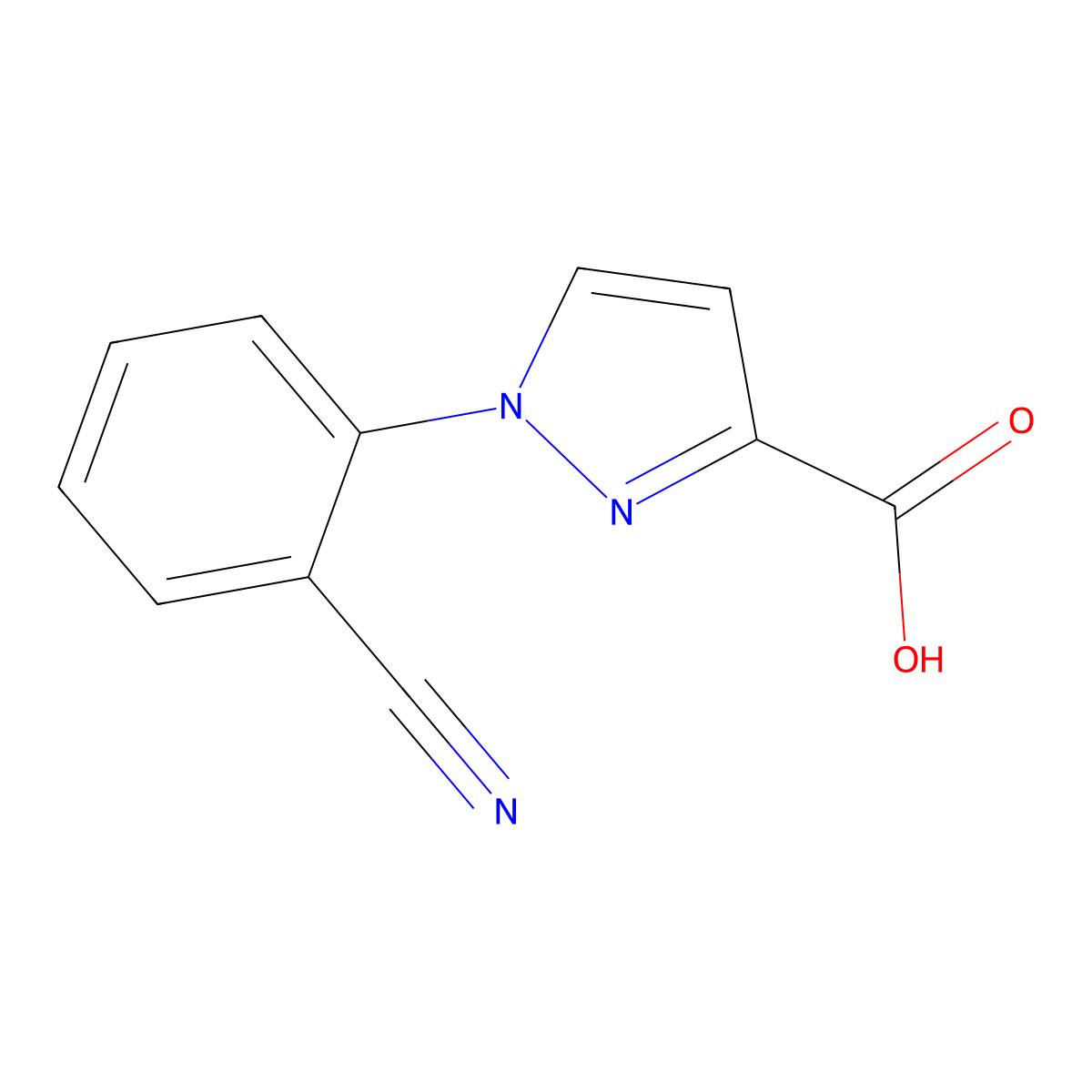 1-(2-Cyanophenyl)-1H-pyrazole-3-carboxylic acid molecular structure, CAS 1342429-73-5