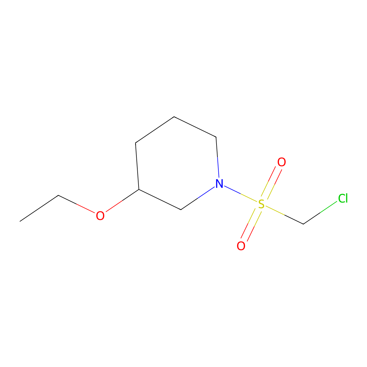 1-Chloromethanesulfonyl-3-ethoxypiperidine molecular structure, CAS 1342431-09-7