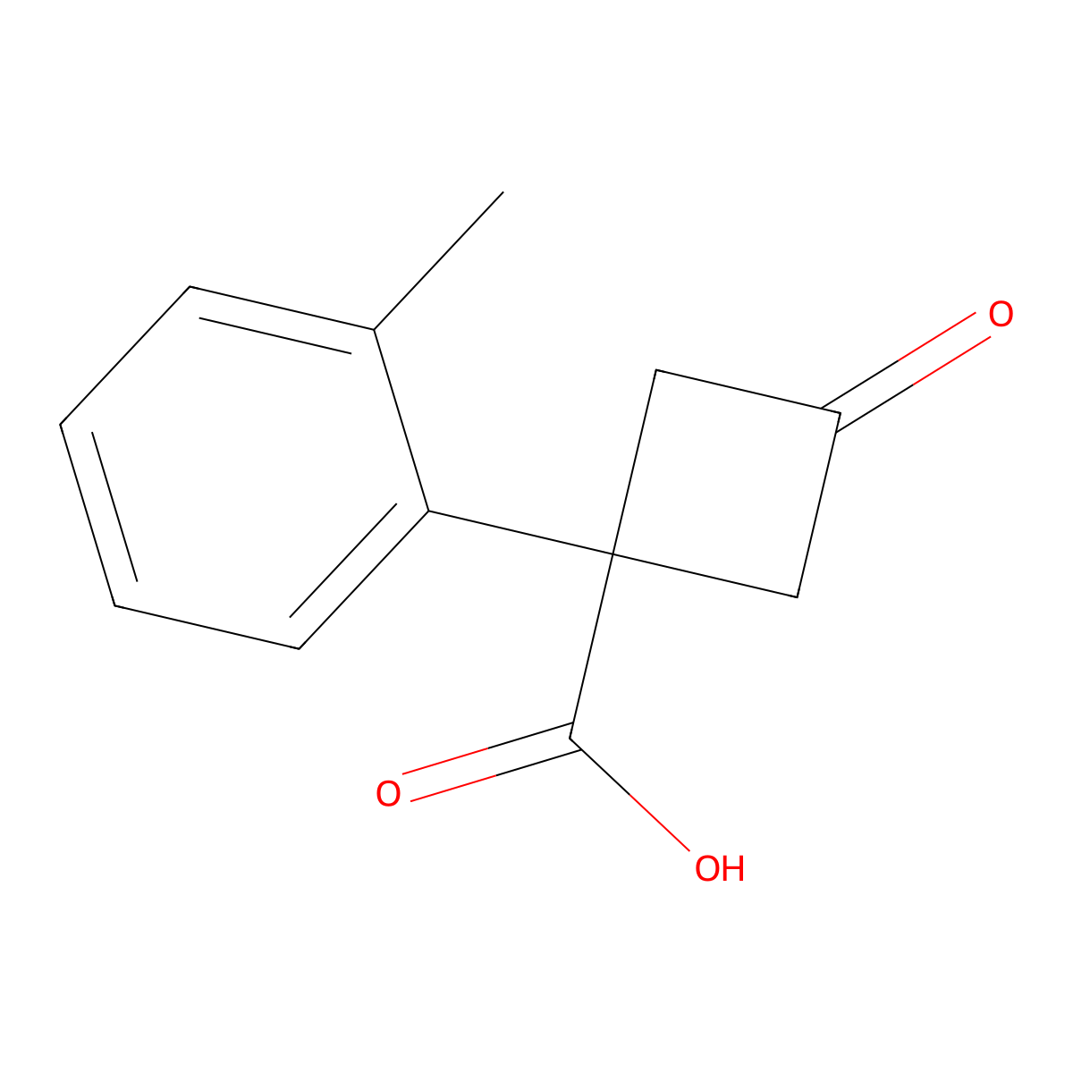 1-(2-Methylphenyl)-3-oxocyclobutane-1-carboxylic acid molecular structure, CAS 1342432-47-6