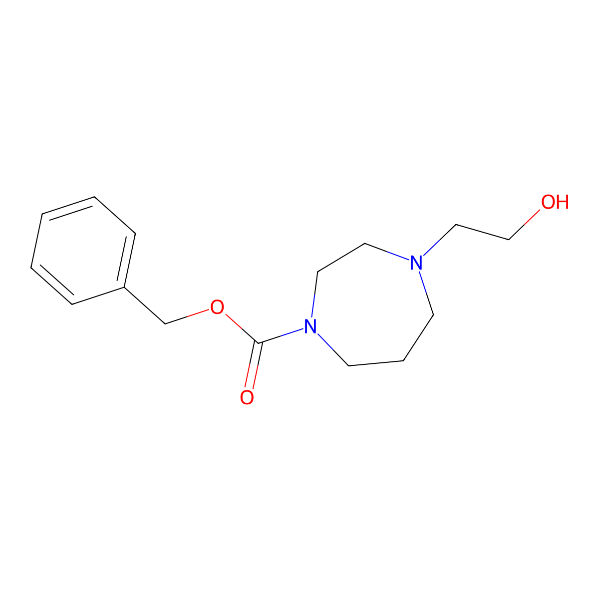 Benzyl 4-(2-hydroxyethyl)-1,4-diazepane-1-carboxylate molecular structure, CAS 1342433-45-7