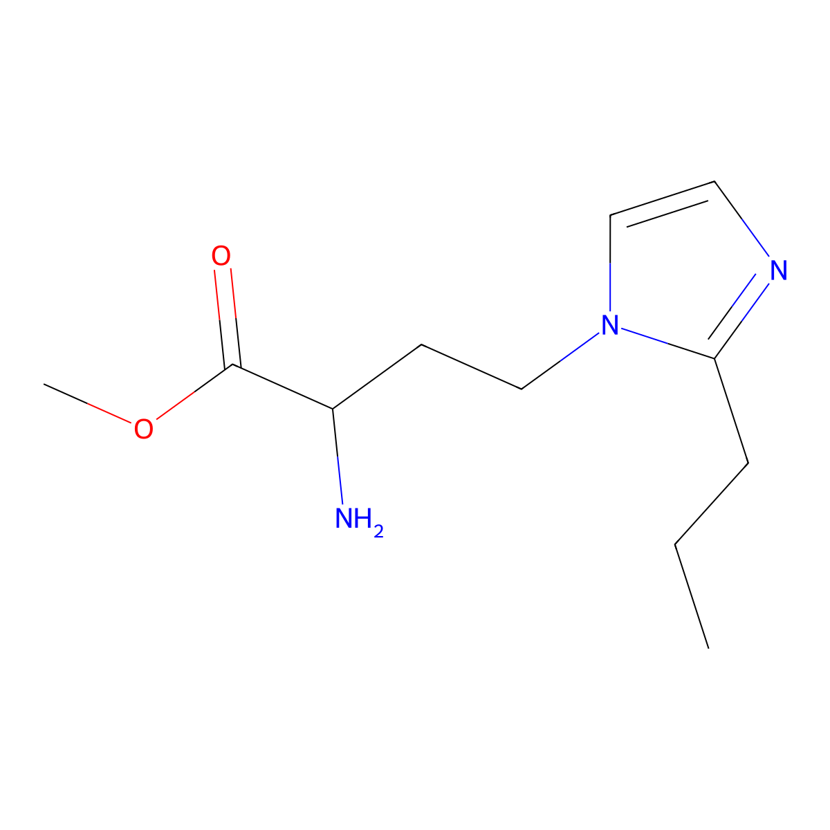 Methyl 2-amino-4-(2-propyl-1h-imidazol-1-yl)butanoate molecular structure, CAS 1342433-97-9