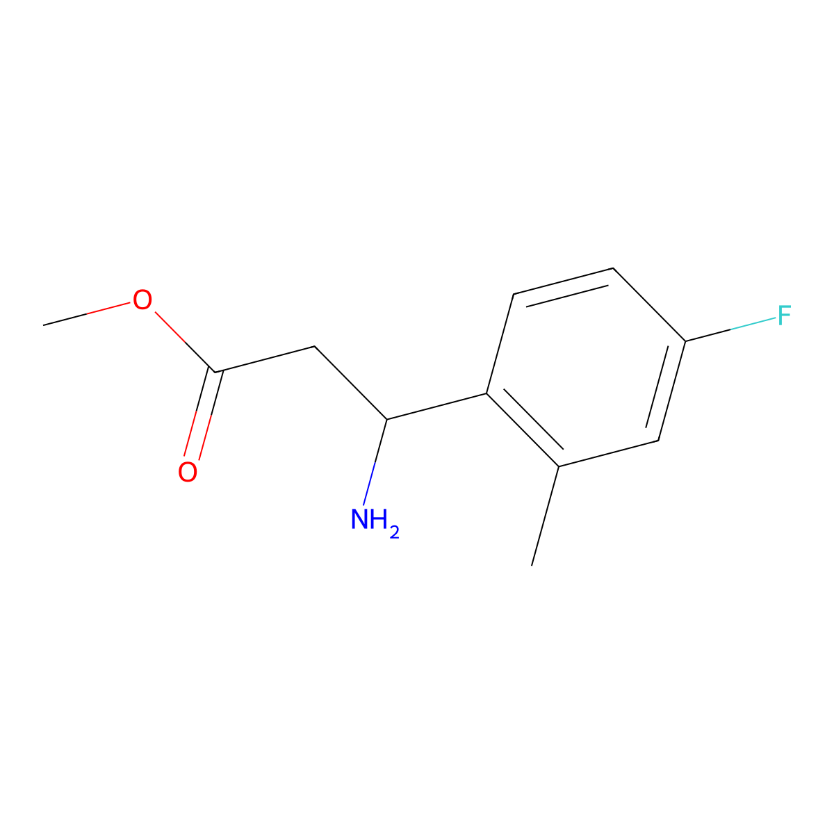 Methyl 3-amino-3-(4-fluoro-2-methylphenyl)propanoate molecular structure, CAS 1342436-28-5