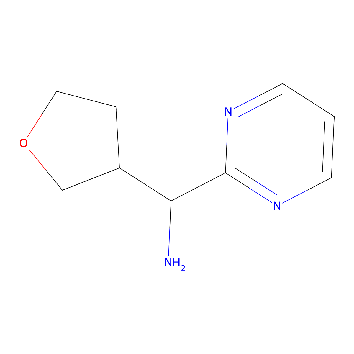 Oxolan-3-yl(pyrimidin-2-yl)methanamine molecular structure, CAS 1342438-98-5
