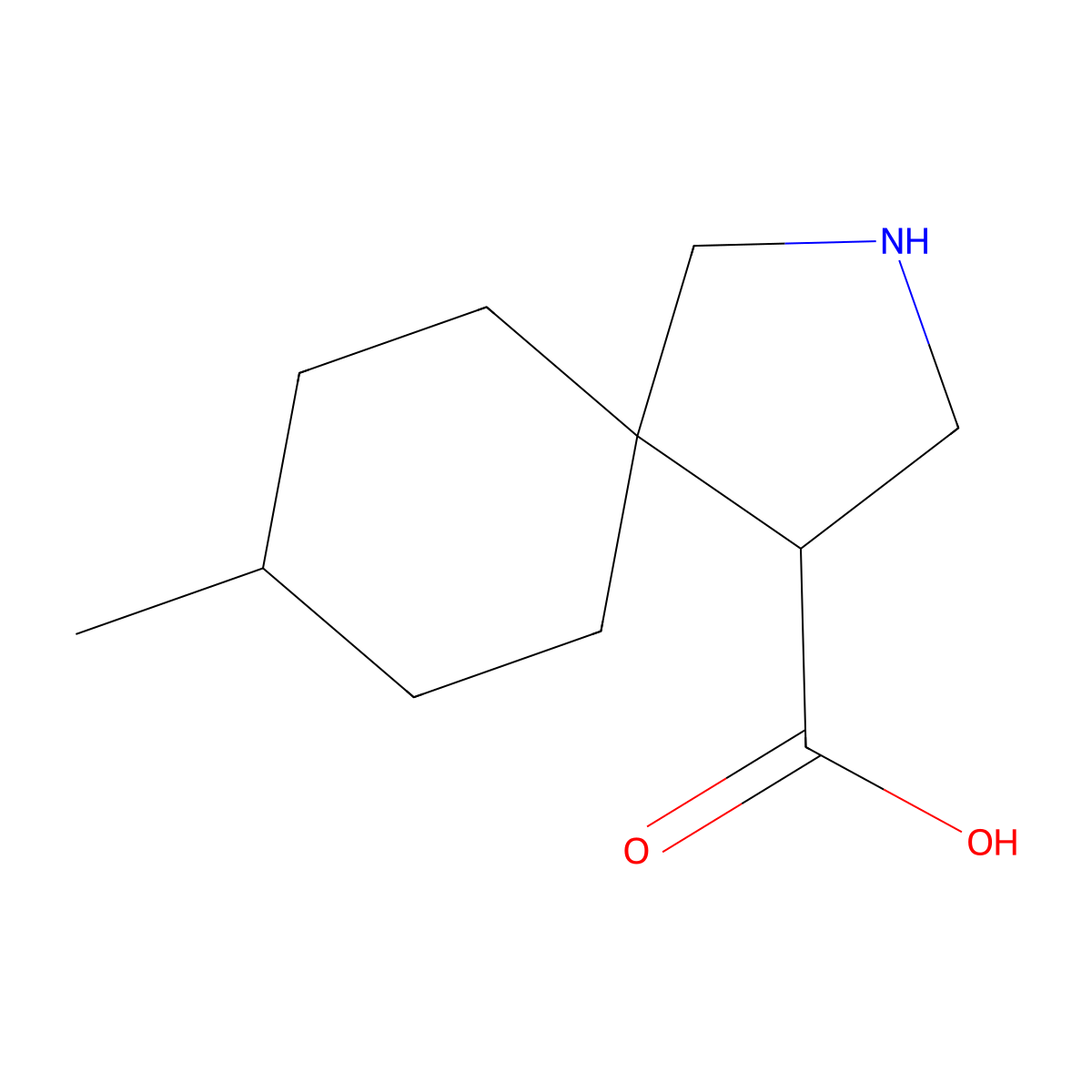 8-Methyl-2-azaspiro[4.5]decane-4-carboxylic acid molecular structure, CAS 1342440-28-1