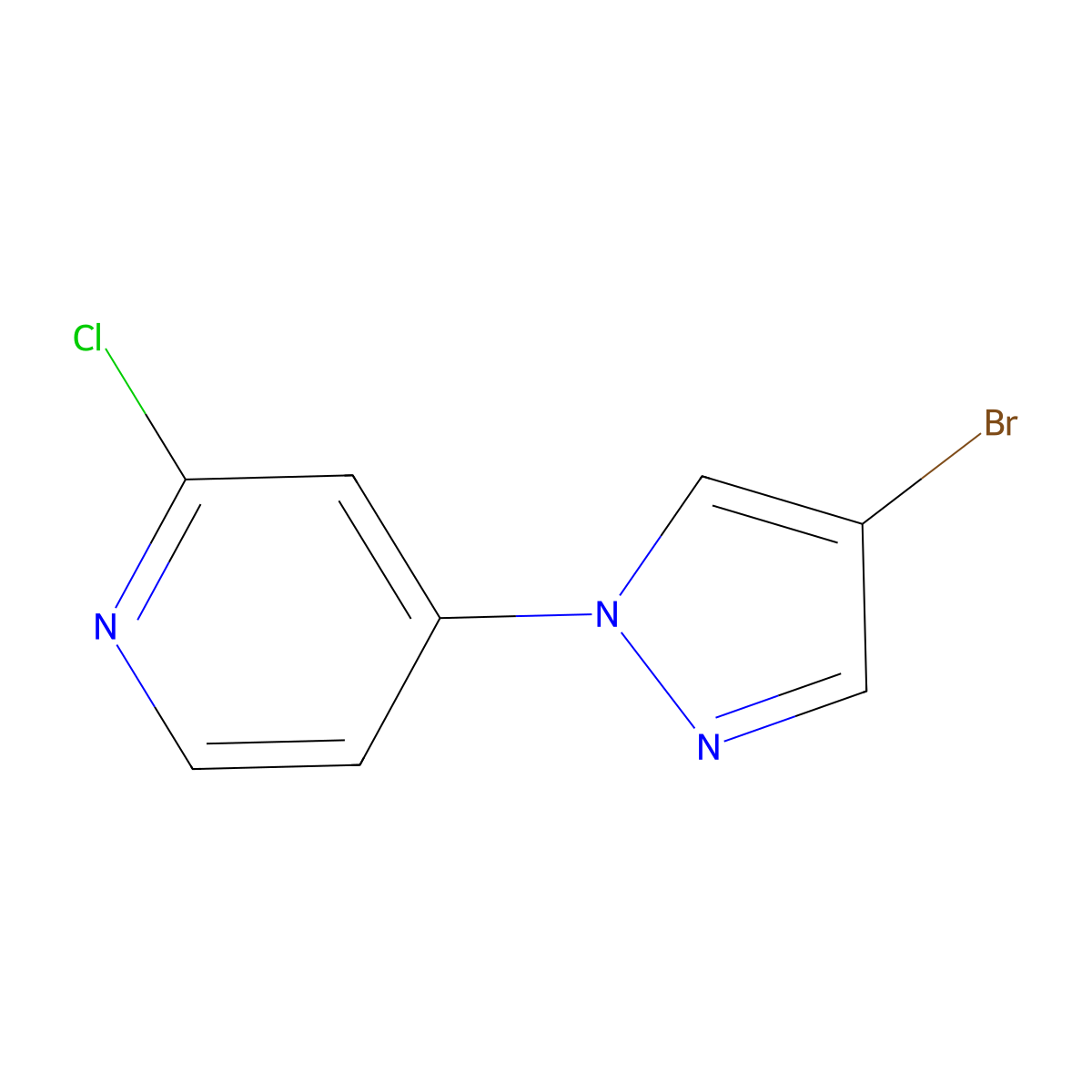 4-(4-bromo-1H-pyrazol-1-yl)-2-chloropyridine molecular structure, CAS 1342442-43-6