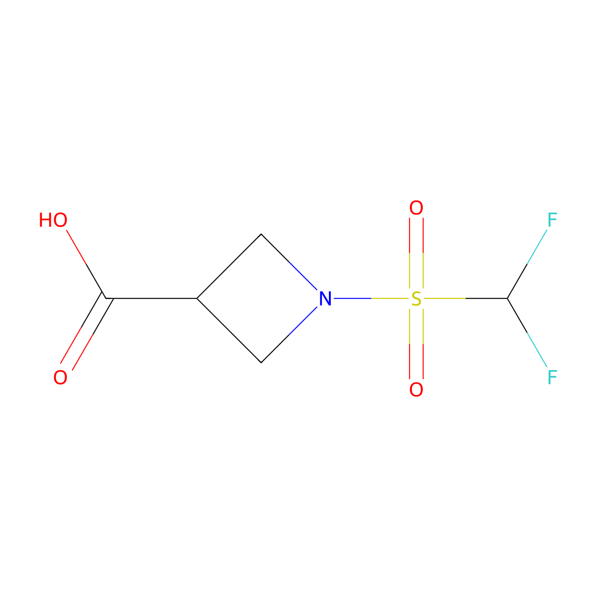 1-Difluoromethanesulfonylazetidine-3-carboxylic acid molecular structure, CAS 1342444-44-3