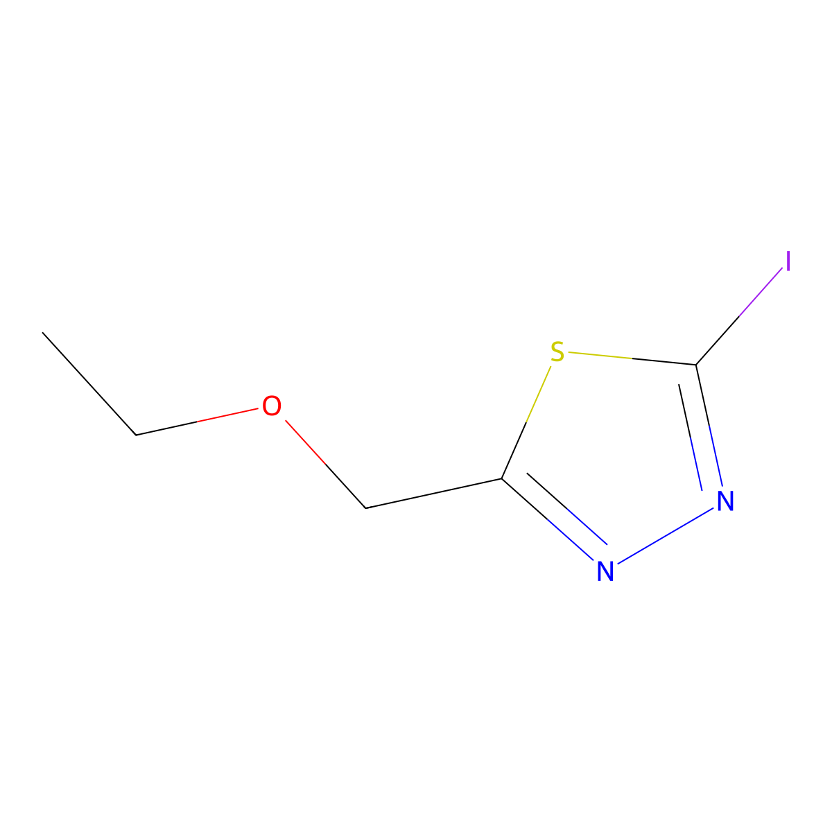 2-(Ethoxymethyl)-5-iodo-1,3,4-thiadiazole molecular structure, CAS 1342445-49-1