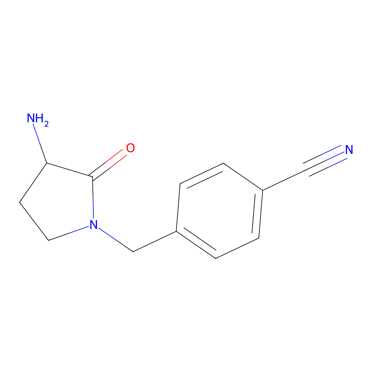 4-[(3-Amino-2-oxopyrrolidin-1-yl)methyl]benzonitrile molecular structure, CAS 1342448-76-3