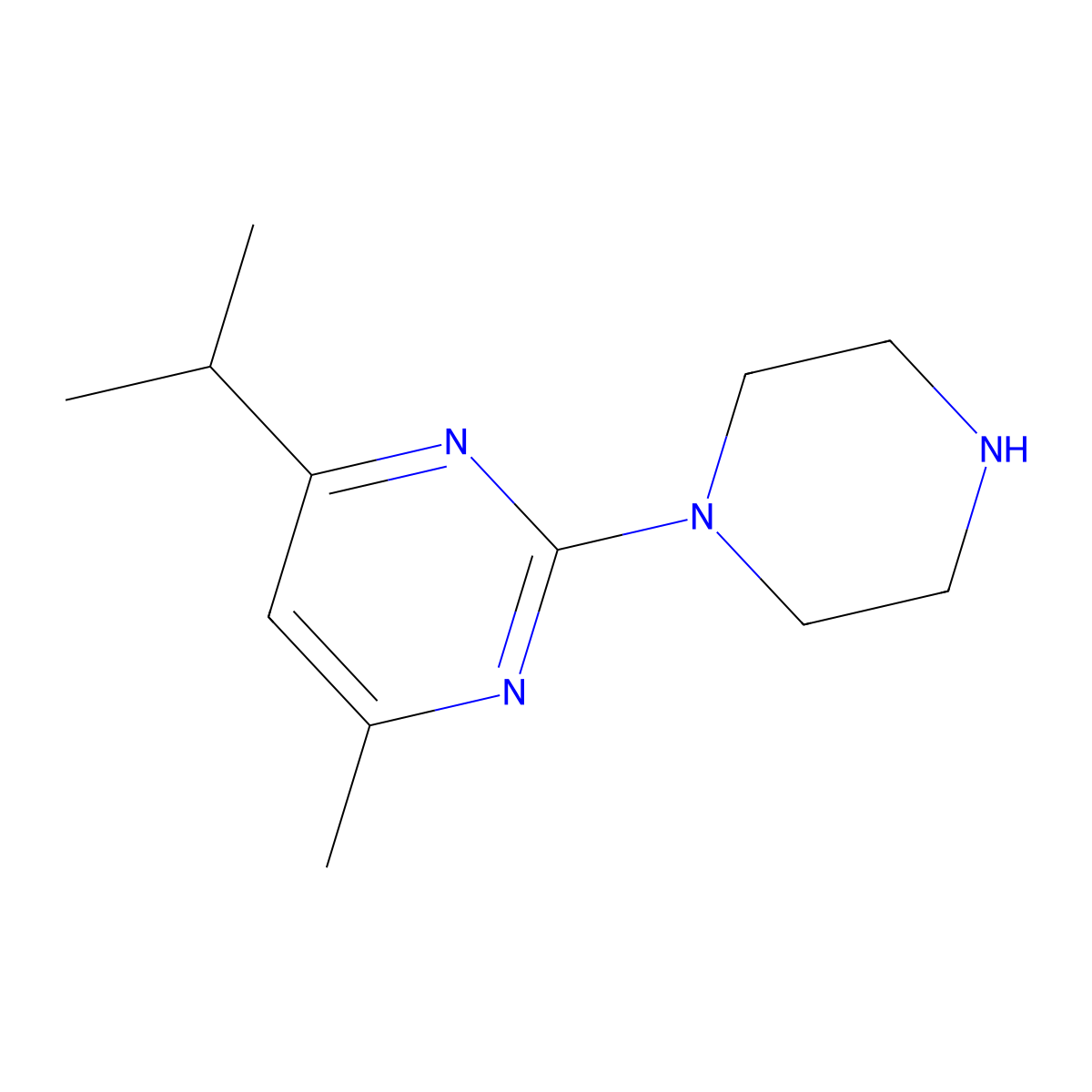 4-Methyl-2-(piperazin-1-yl)-6-(propan-2-yl)pyrimidine molecular structure, CAS 1342450-75-2