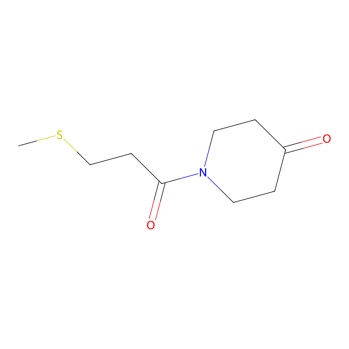 1-(3-(Methylsulfanyl)propanoyl)piperidin-4-one molecular structure, CAS 1342451-16-4