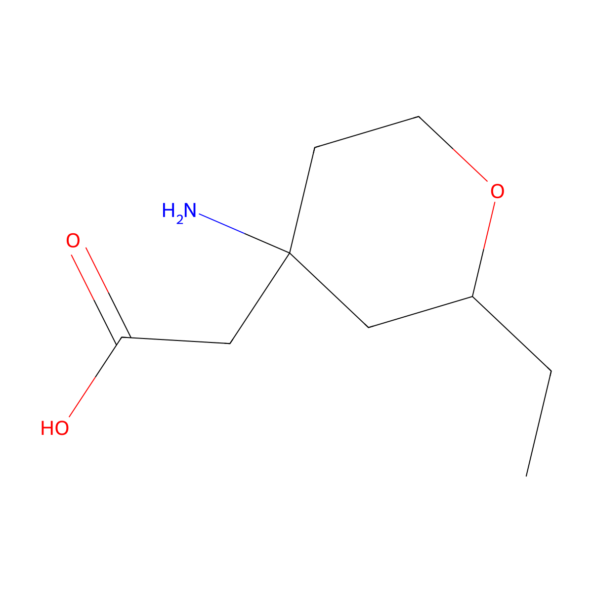 2-(4-Amino-2-ethyloxan-4-yl)acetic acid molecular structure, CAS 1342451-64-2