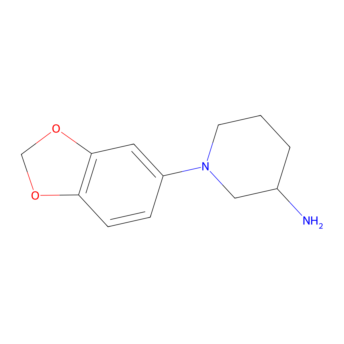 1-(1,3-Benzodioxol-5-yl)piperidin-3-amine molecular structure, CAS 1342455-08-6