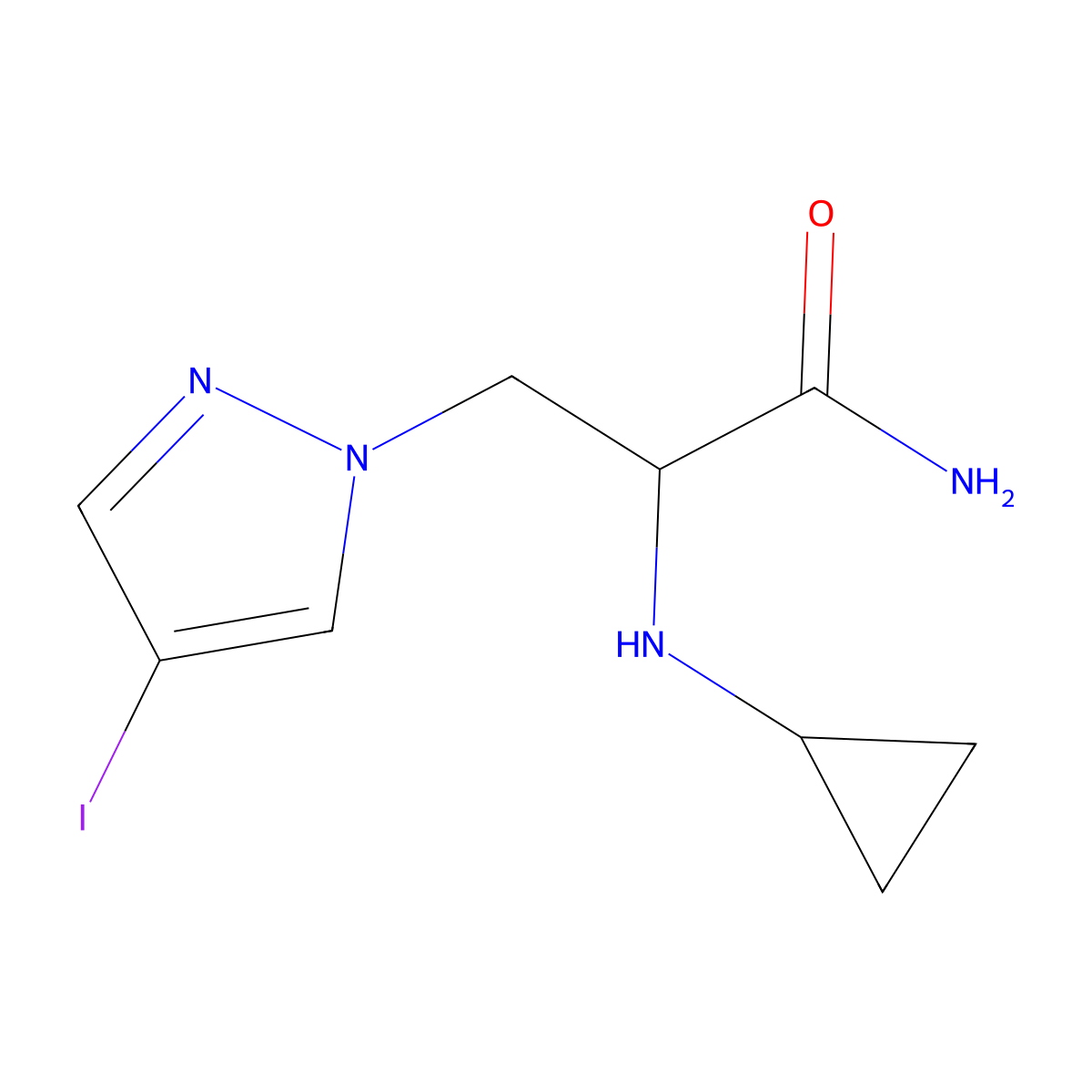 2-(Cyclopropylamino)-3-(4-iodo-1h-pyrazol-1-yl)propanamide molecular structure, CAS 1342458-84-7