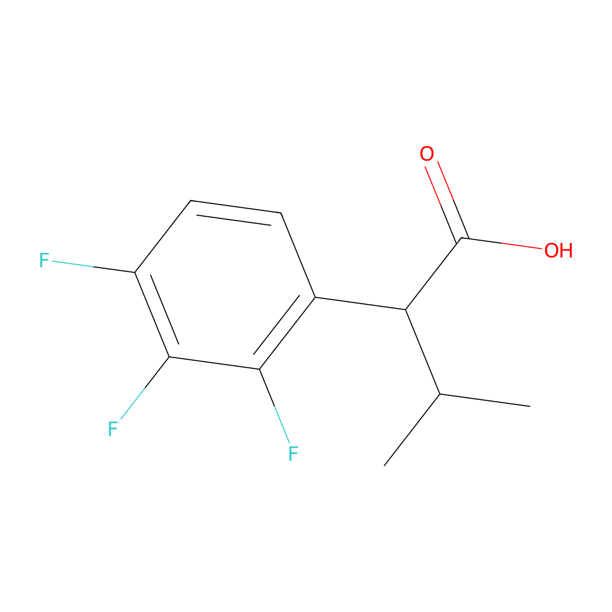 3-Methyl-2-(2,3,4-trifluorophenyl)butanoic acid molecular structure, CAS 1342459-38-4
