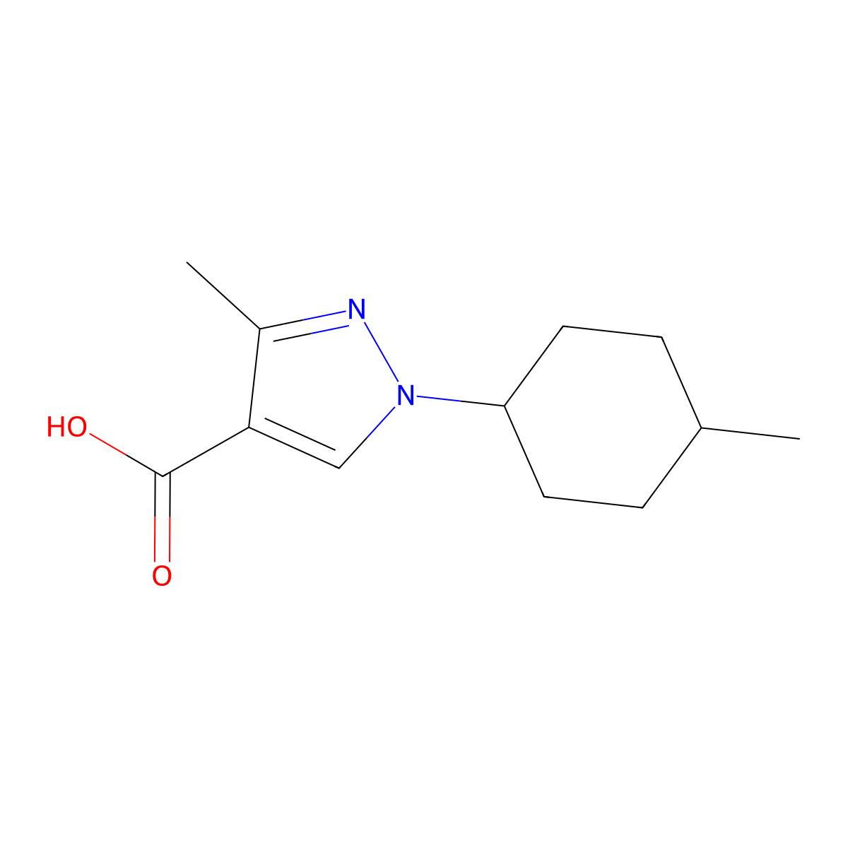 3-Methyl-1-(4-methylcyclohexyl)-1h-pyrazole-4-carboxylic acid molecular structure, CAS 1342460-16-5