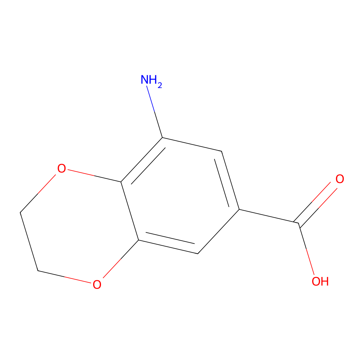 8-Amino-2,3-dihydro-1,4-benzodioxine-6-carboxylic acid molecular structure, CAS 1342460-51-8