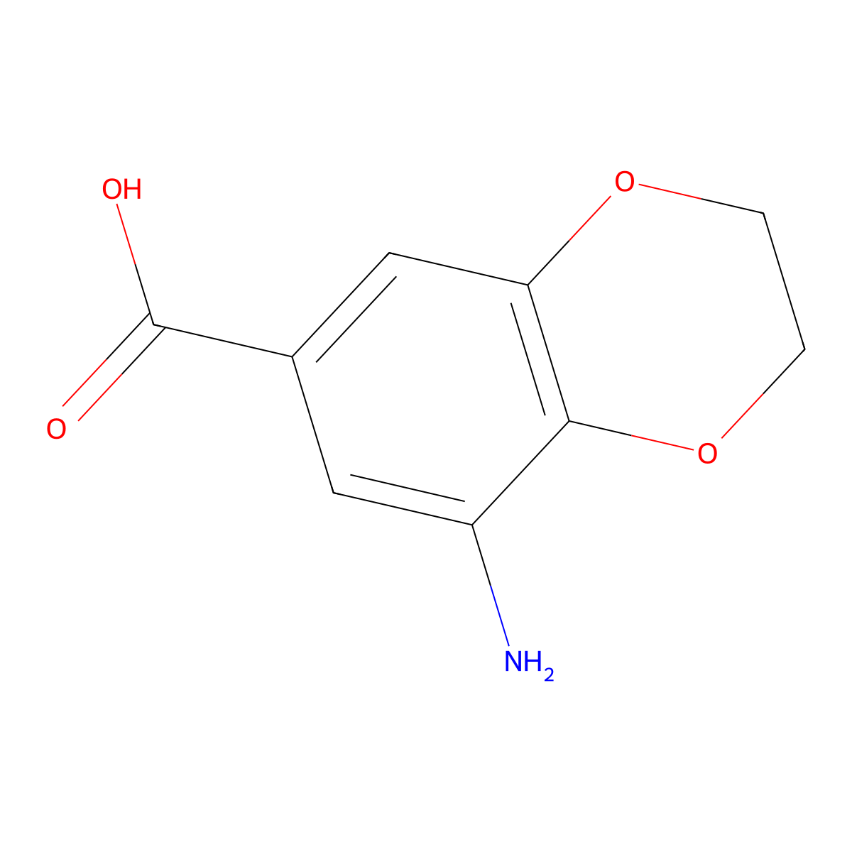 8-Amino-2,3-dihydro-1,4-benzodioxine-6-carboxylic acid molecular structure, CAS 1342460-51-8