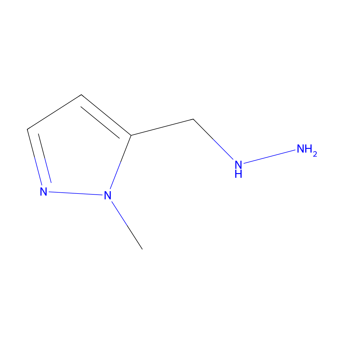 5-(hydrazinylmethyl)-1-methyl-1H-pyrazole molecular structure, CAS 1342460-96-1
