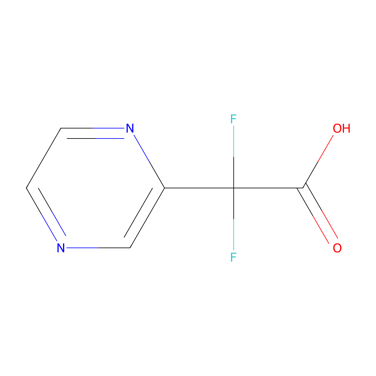 2,2-Difluoro-2-(pyrazin-2-yl)acetic acid molecular structure, CAS 1342462-39-8