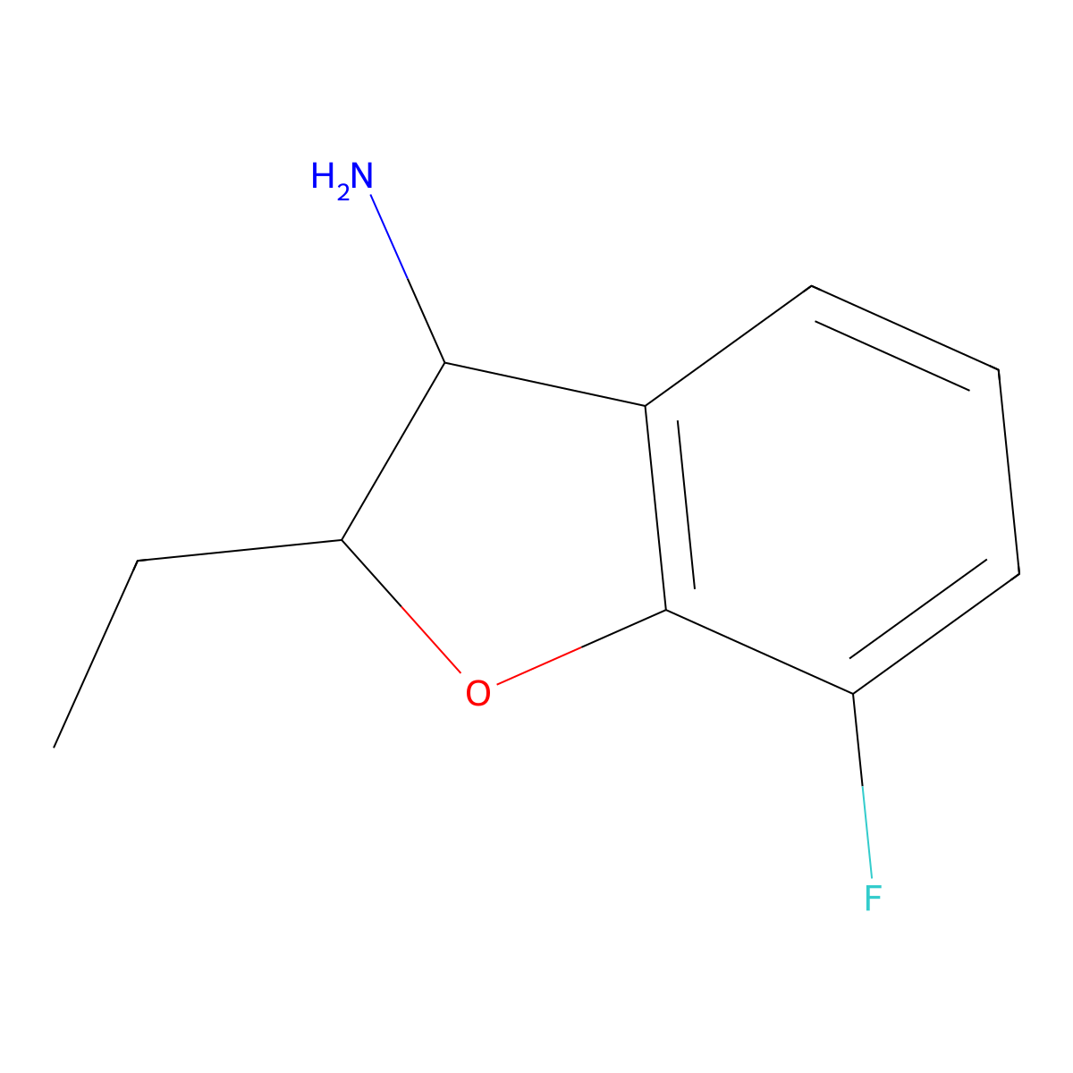 2-Ethyl-7-fluoro-2,3-dihydro-1-benzofuran-3-amine molecular structure, CAS 1342464-39-4