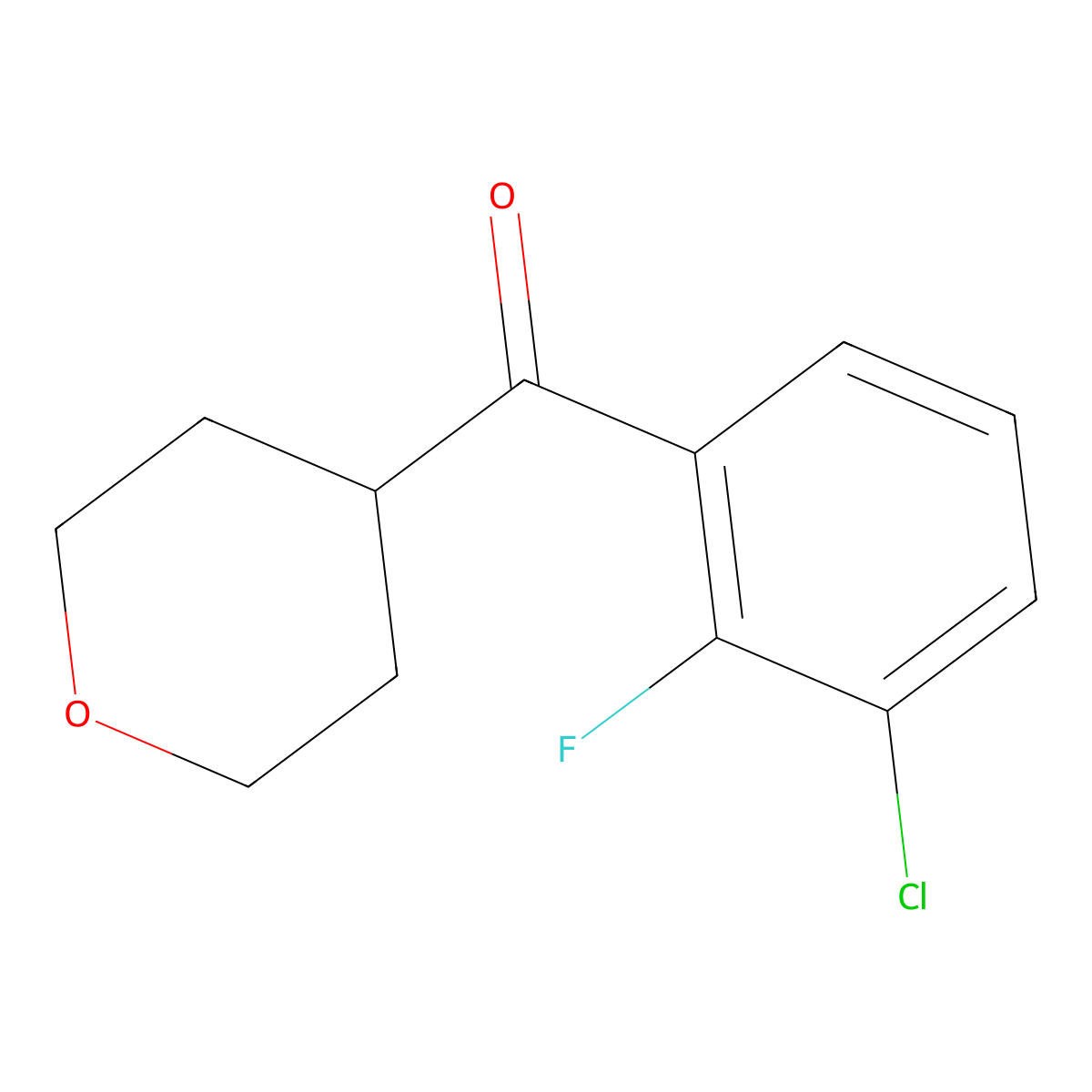 (3-Chloro-2-fluorophenyl)(tetrahydro-2H-pyran-4-yl)methanone molecular structure, CAS 1342467-19-9