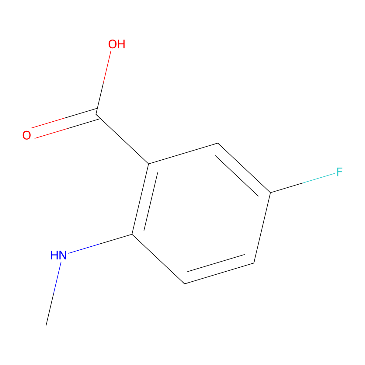 5-Fluoro-2-(methylamino)benzoic acid molecular structure, CAS 1342468-64-7