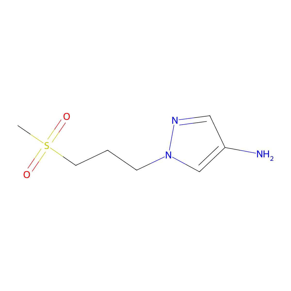 1-(3-methanesulfonylpropyl)-1H-pyrazol-4-amine molecular structure, CAS 1342474-44-5