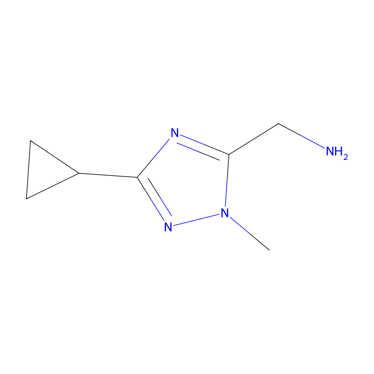 (3-cyclopropyl-1-methyl-1H-1,2,4-triazol-5-yl)methanamine molecular structure, CAS 1342474-48-9