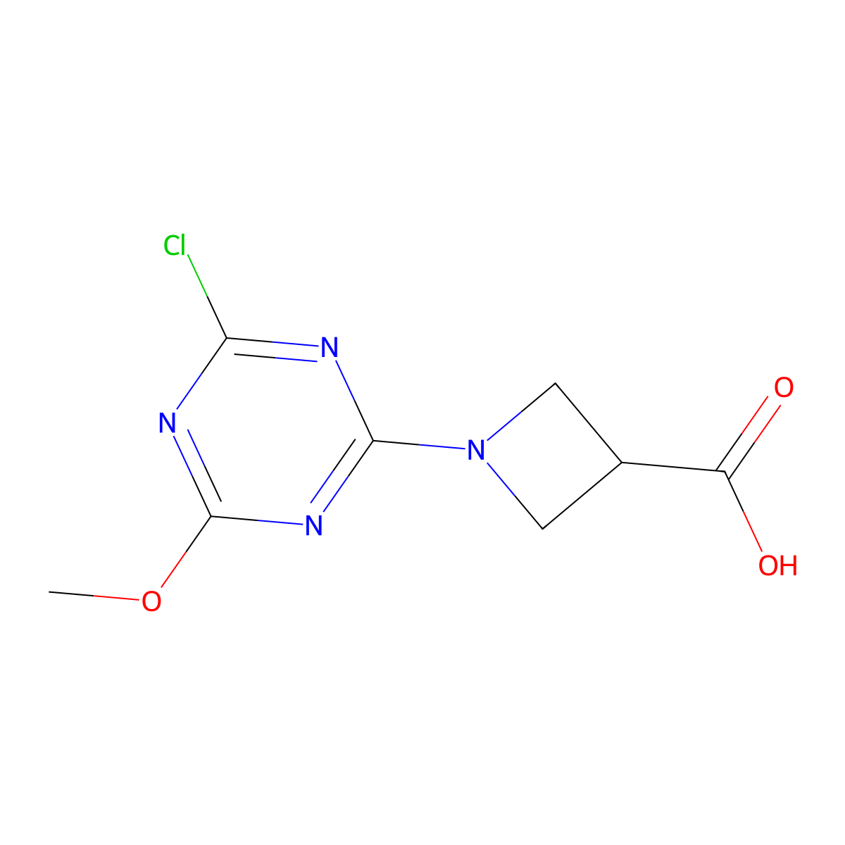 1-(4-Chloro-6-methoxy-1,3,5-triazin-2-yl)azetidine-3-carboxylic acid molecular structure, CAS 1342476-50-9