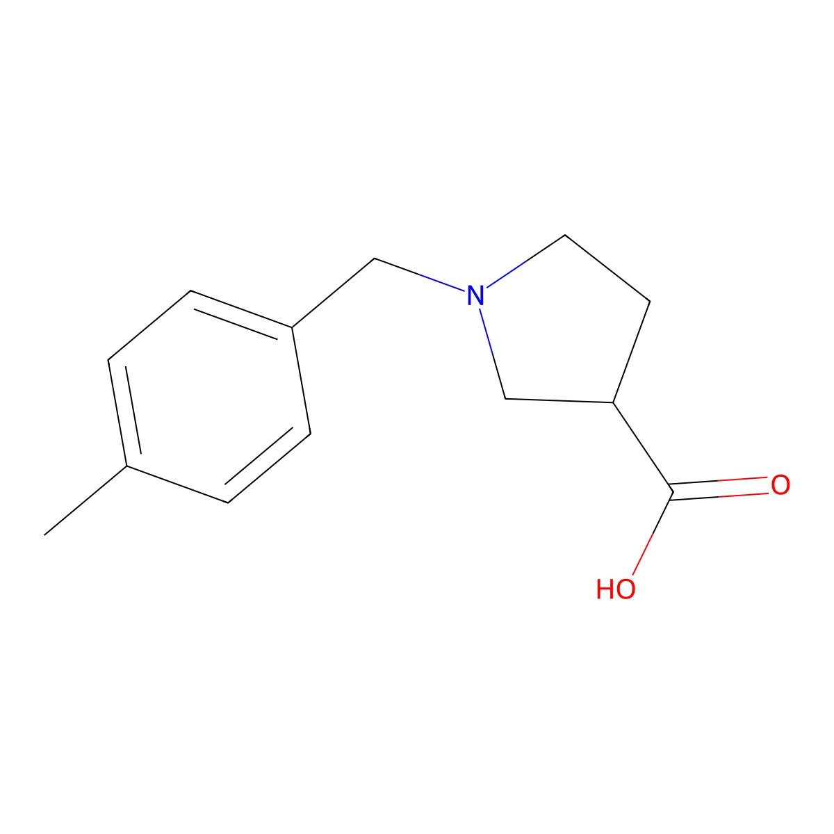 1-[(4-Methylphenyl)methyl]pyrrolidine-3-carboxylic acid molecular structure, CAS 1342478-59-4