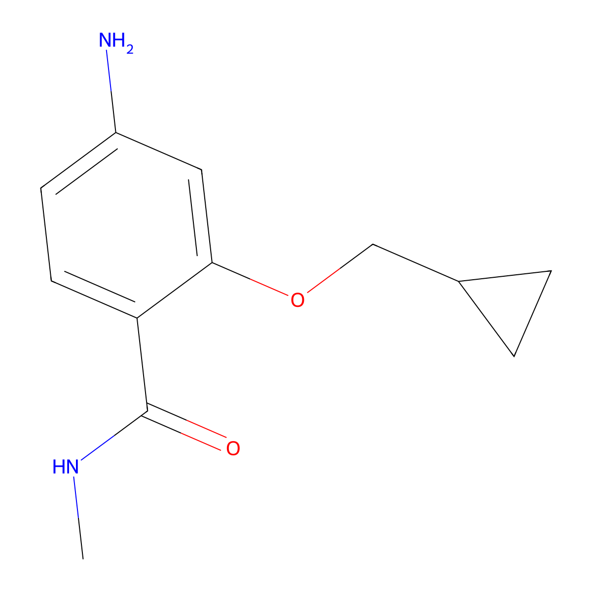 4-amino-2-(cyclopropylmethoxy)-N-methylbenzamide molecular structure, CAS 1342482-23-8