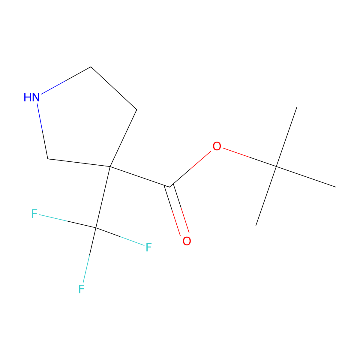 Tert-butyl 3-(trifluoromethyl)pyrrolidine-3-carboxylate molecular structure, CAS 1342482-41-0