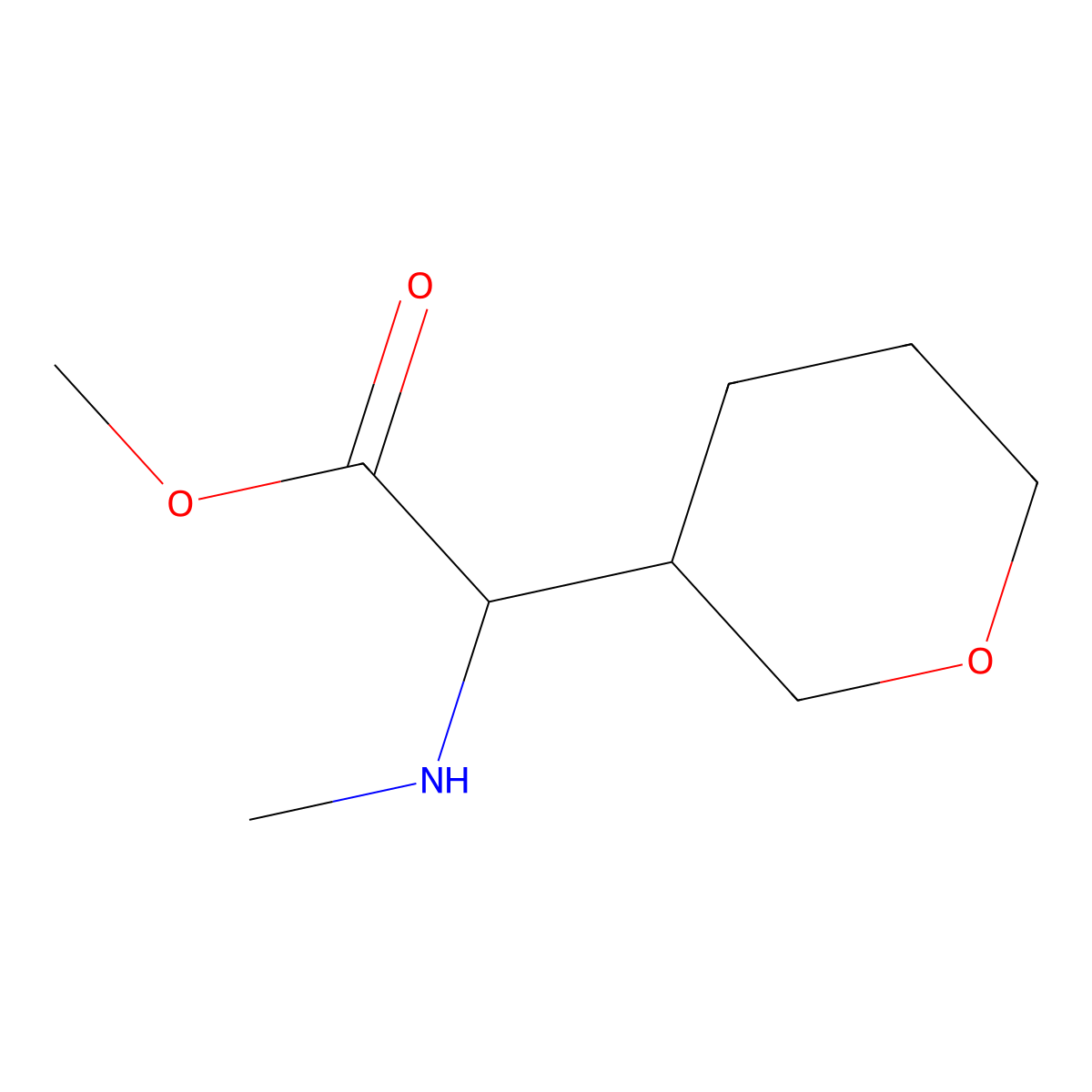 Methyl 2-(methylamino)-2-(oxan-3-yl)acetate molecular structure, CAS 1342486-10-5