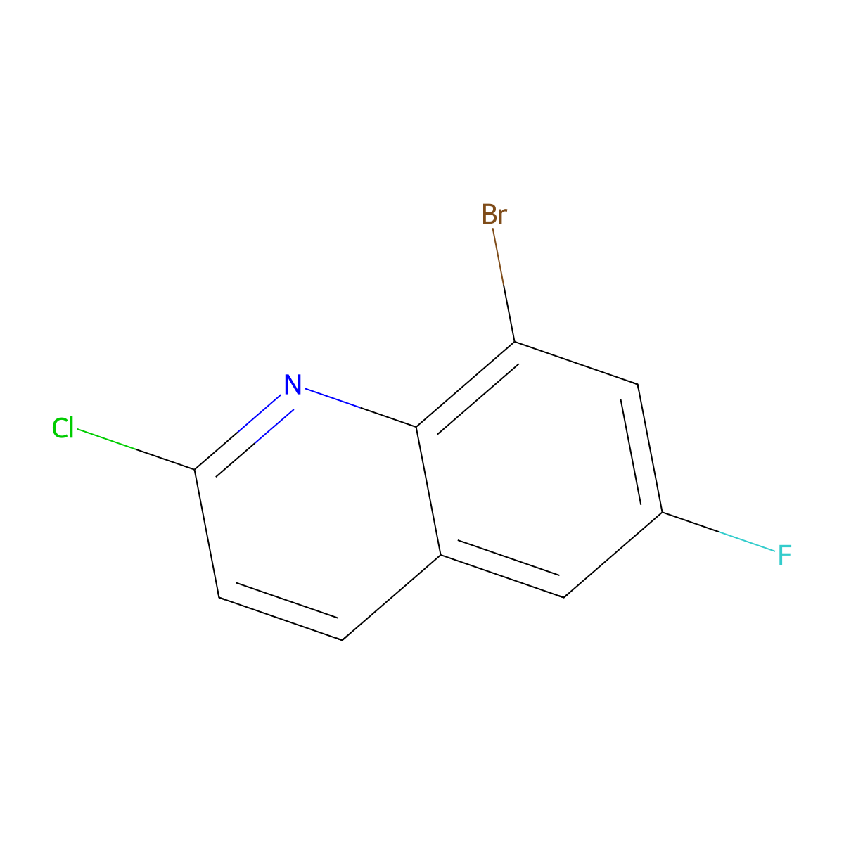 8-Bromo-2-chloro-6-fluoroquinoline molecular structure, CAS 1342486-86-5