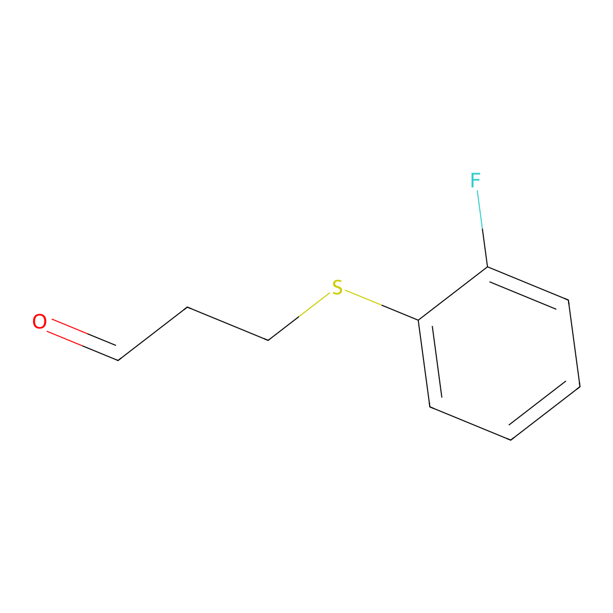 3-((2-Fluorophenyl)thio)propanal molecular structure, CAS 1342487-83-5