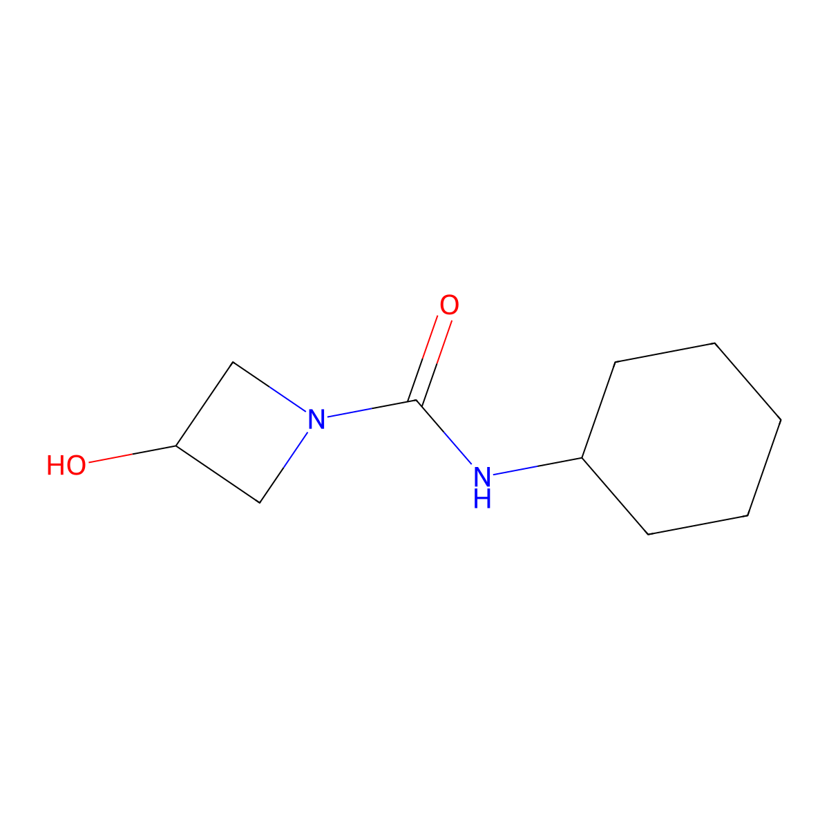 N-cyclohexyl-3-hydroxyazetidine-1-carboxamide molecular structure, CAS 1342487-90-4