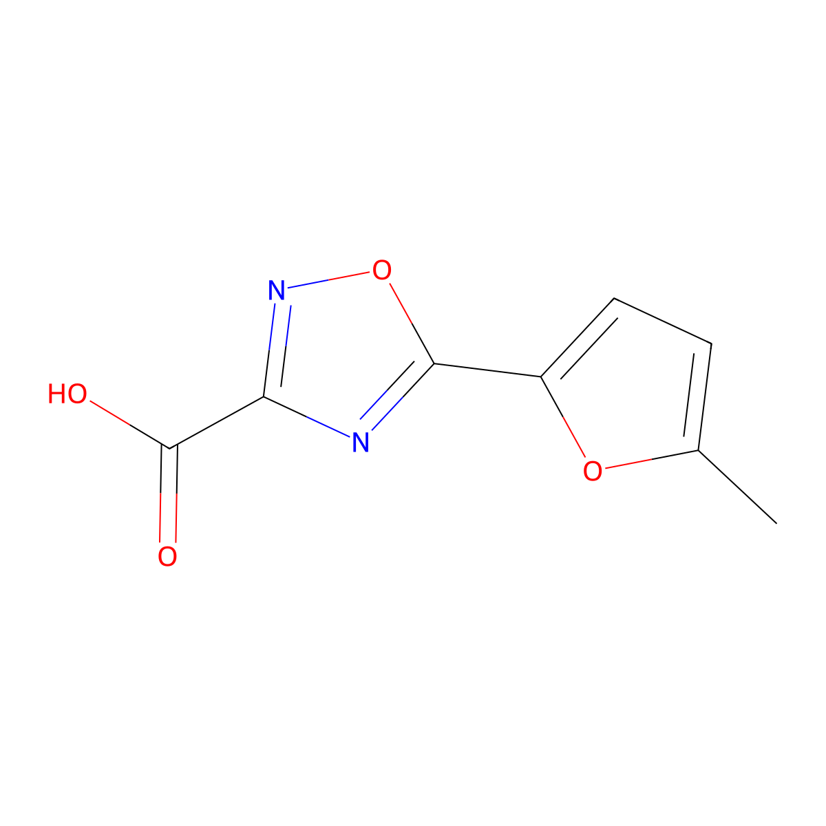 5-(5-Methylfuran-2-yl)-1,2,4-oxadiazole-3-carboxylic acid molecular structure, CAS 1342487-91-5
