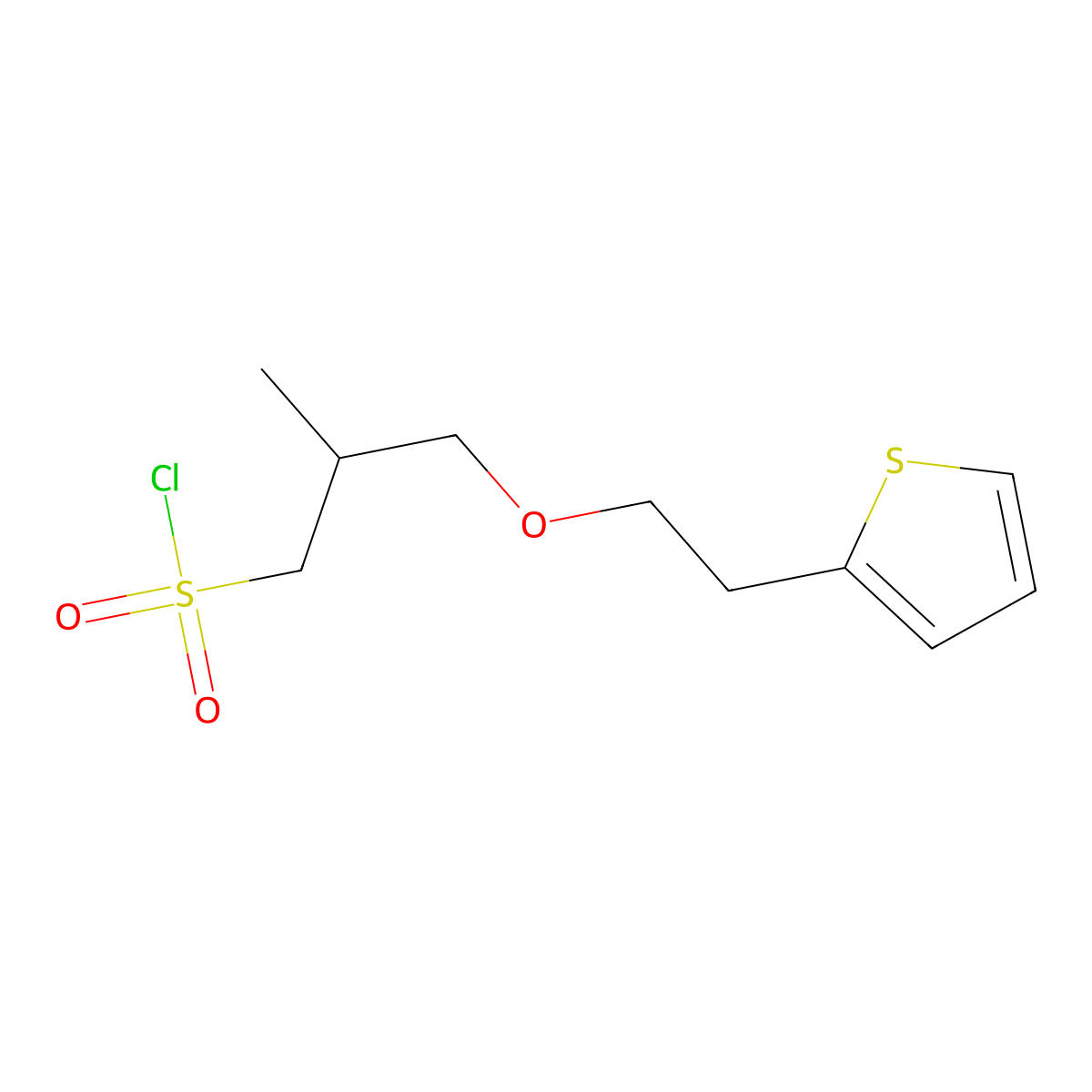 2-Methyl-3-(2-(thiophen-2-yl)ethoxy)propane-1-sulfonyl chloride molecular structure, CAS 1342488-42-9