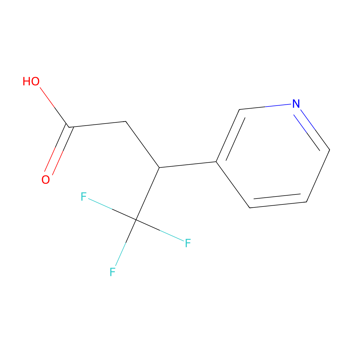 4,4,4-Trifluoro-3-(pyridin-3-yl)butanoic acid molecular structure, CAS 1342493-30-4