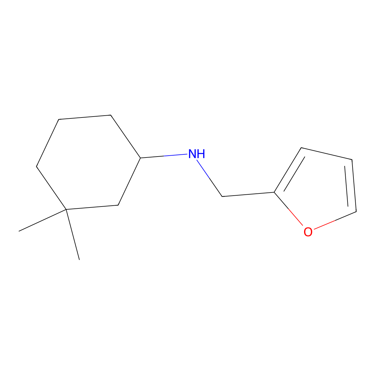 N-[(furan-2-yl)methyl]-3,3-dimethylcyclohexan-1-amine molecular structure, CAS 1342499-09-5