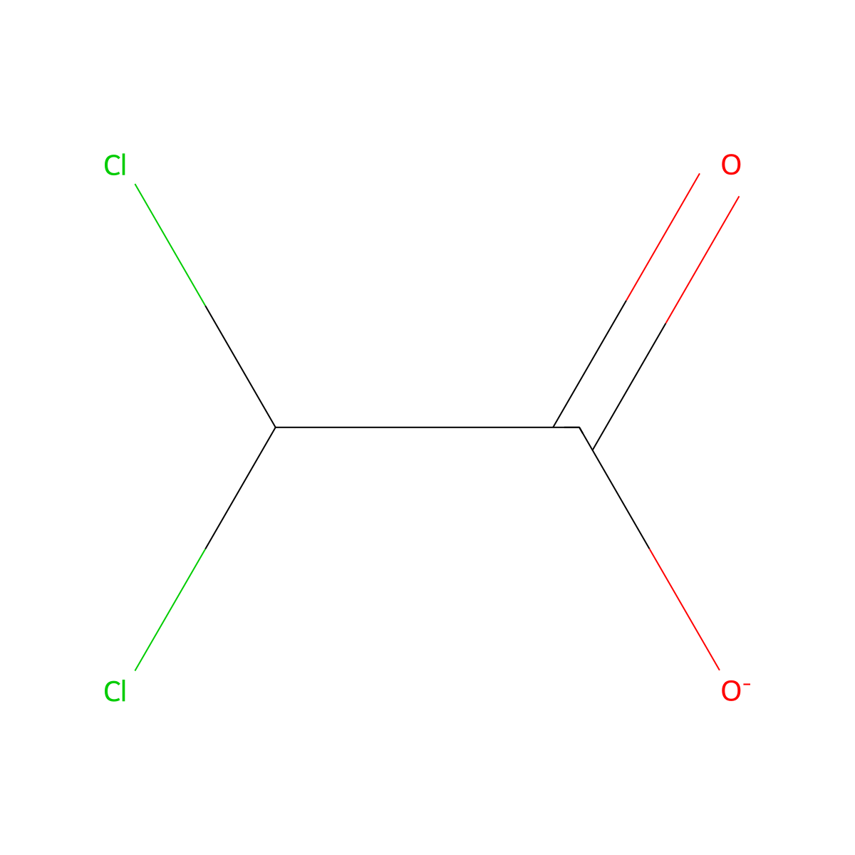 Dichloroacetate anion molecular structure, CAS 13425-80-4