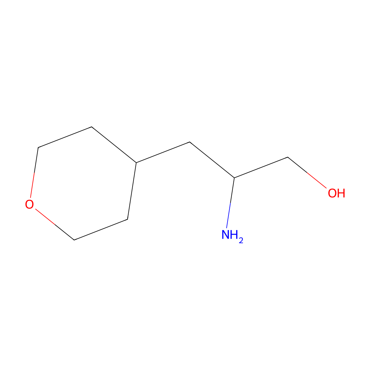 2-Amino-3-(oxan-4-yl)propan-1-ol molecular structure, CAS 1342501-16-9