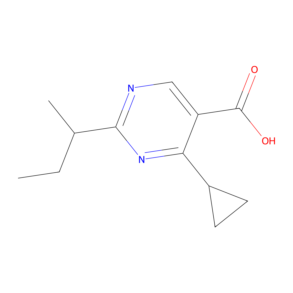 2-(Sec-butyl)-4-cyclopropylpyrimidine-5-carboxylic acid molecular structure, CAS 1342502-73-1