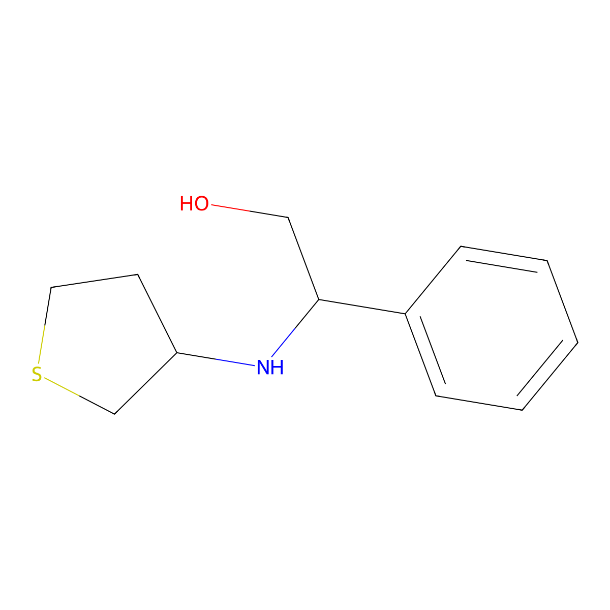 2-Phenyl-2-[(thiolan-3-yl)amino]ethan-1-ol molecular structure, CAS 1342506-46-0