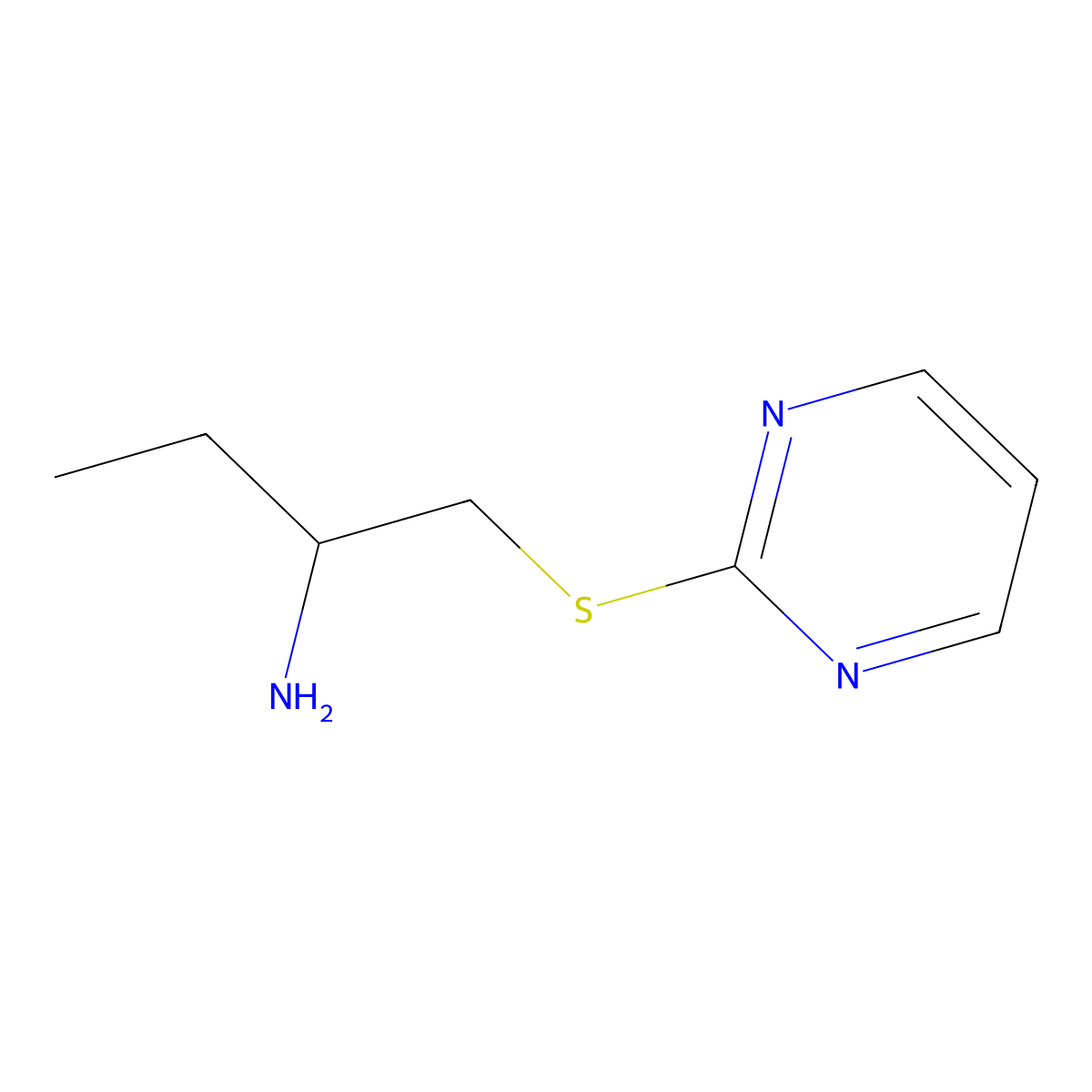 1-(Pyrimidin-2-ylthio)butan-2-amine molecular structure, CAS 1342507-45-2