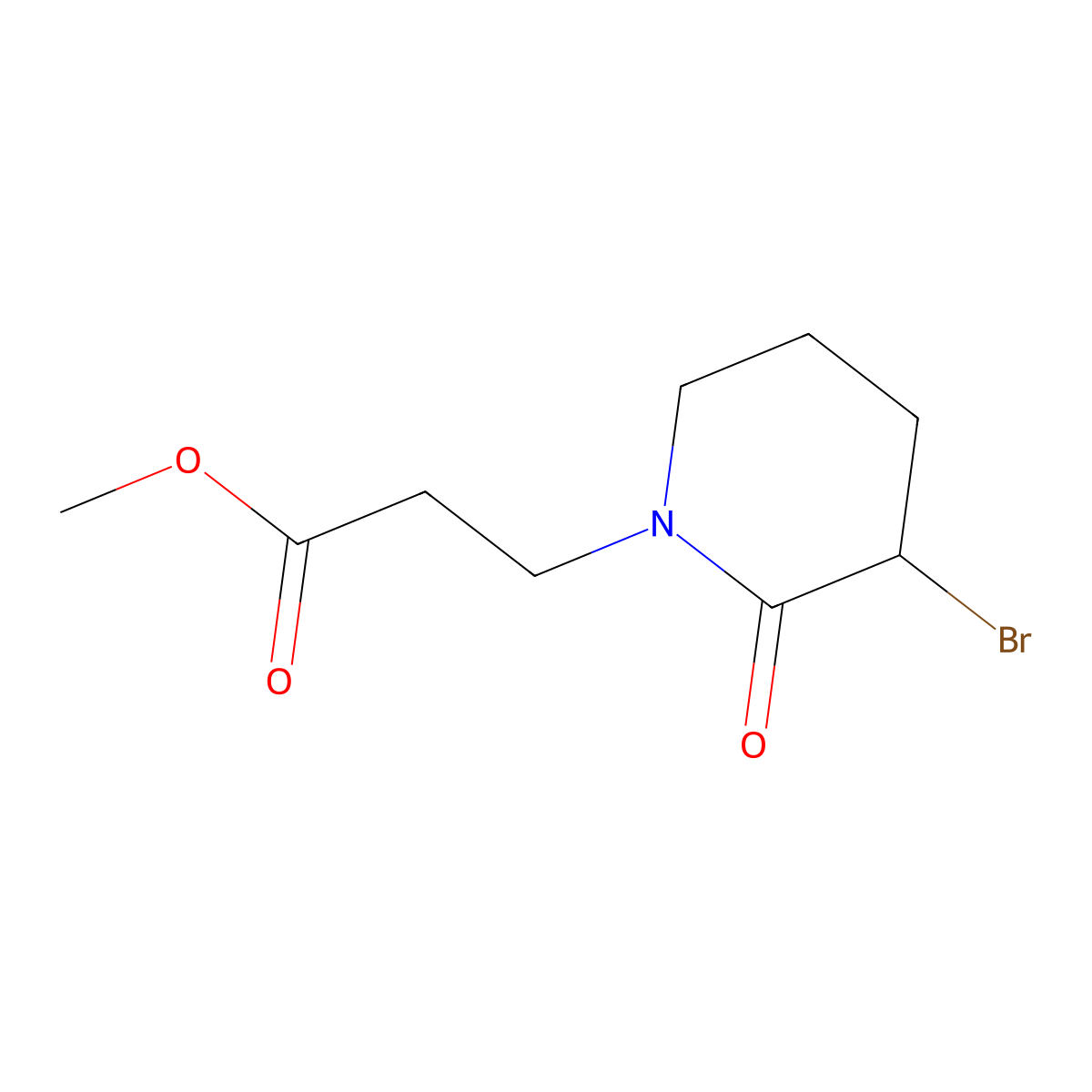 Methyl 3-(3-bromo-2-oxopiperidin-1-yl)propanoate molecular structure, CAS 1342507-65-6