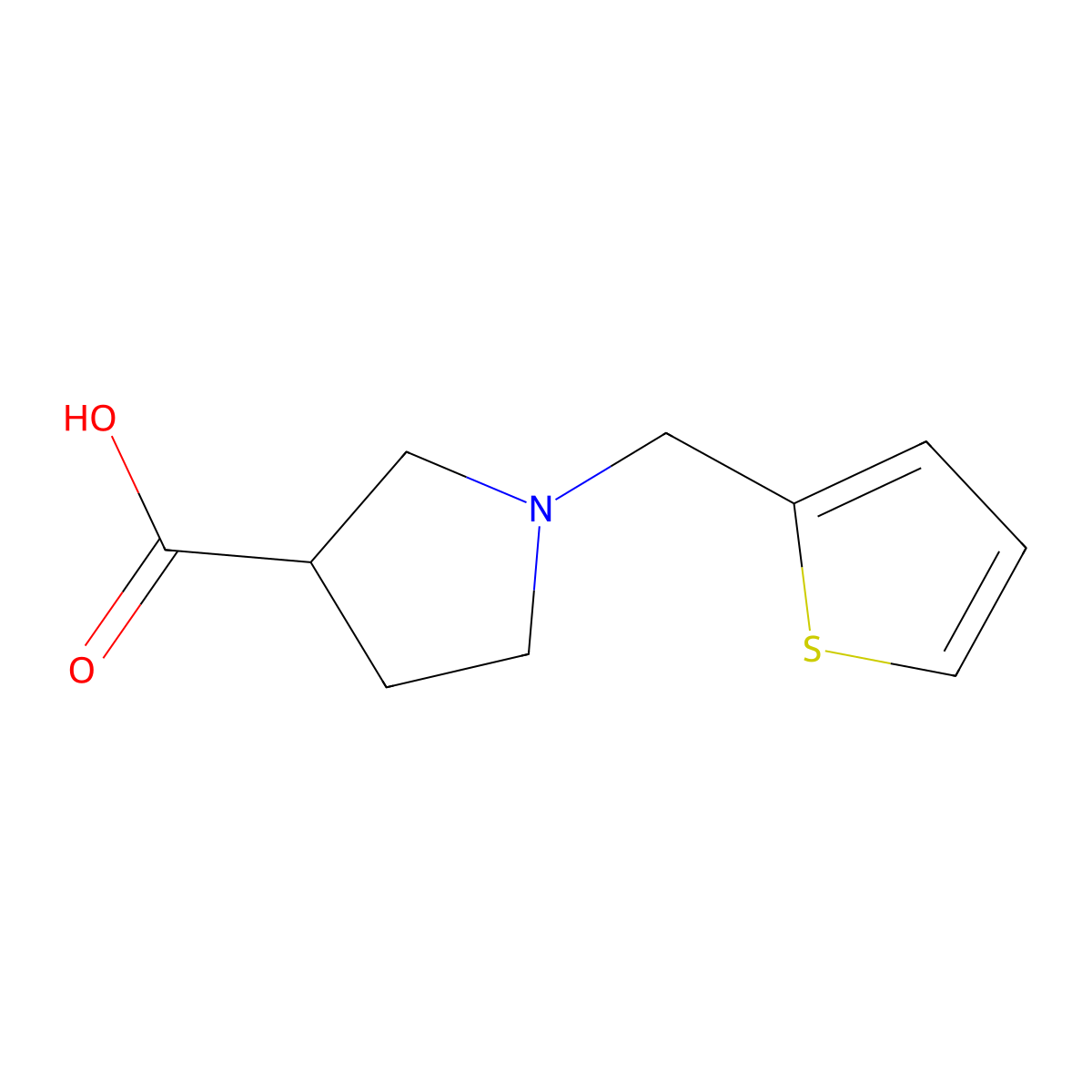 1-(Thiophen-2-ylmethyl)pyrrolidine-3-carboxylic acid molecular structure, CAS 1342509-03-8